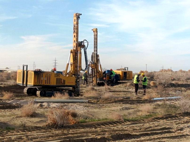 Drilling rigs at work